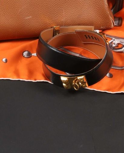 HERMES,
Ceinture Médor, réglable, cuir noir,...