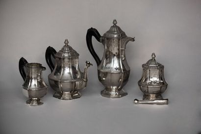 Silver tea and coffee set (800/1000th), including...