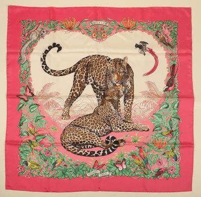 HERMÈS.
Carré Jungle Love, à motif d'un couple...