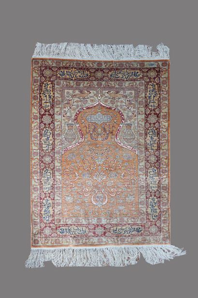 TURQUIE.
Fin tapis de prière Héréké en soie...