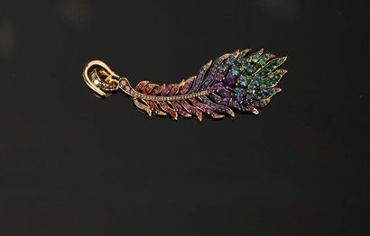 * ALEXANDRA ROSIER.
Yellow gold 750‰ feather-shaped...