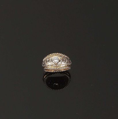 Bague de petit doigt en or 750‰ de deux tons,...