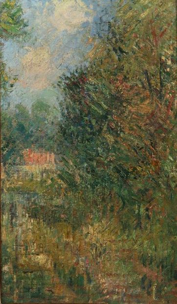 Gustave LOISEAU (1865-1935).
Maison au fond...