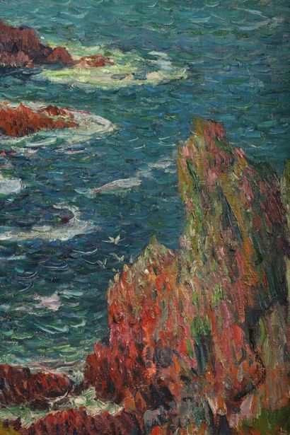 Henry MORET (1856-1913).
Falaise d'Ouessant,...