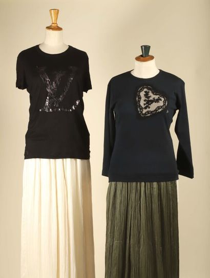 Set of two rhinestone and pearl T-shirts...