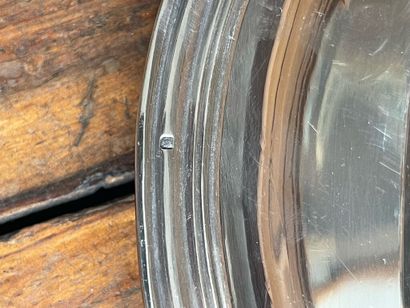 Large oval silver dish (950/1000th), contoured...