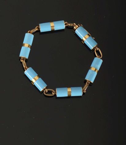 Bracelet en or jaune 750‰ composé de six...