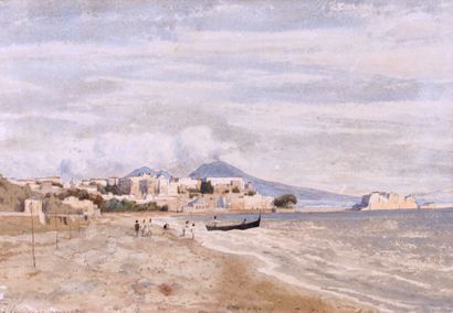 Henri HARPIGNIES (1819 - 1916).
Vue de Naples,...