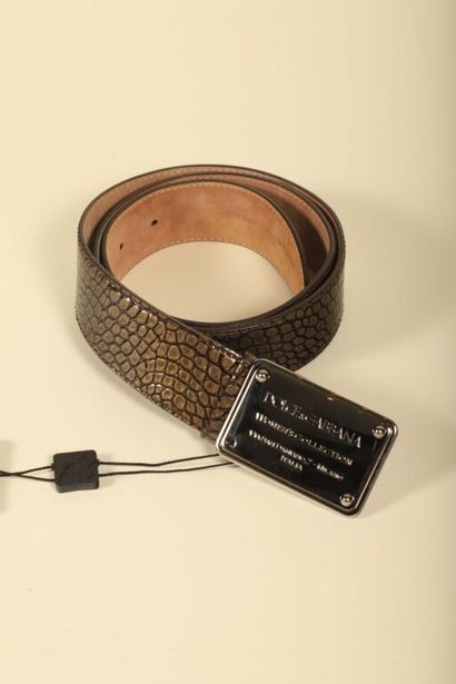 DOLCE & GABBANA.
Ceinture en alligator argenté...