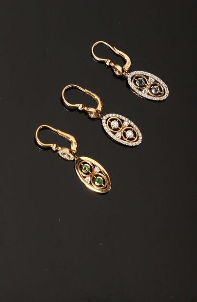 * ALEXANDRA ROSIER.
Lot of three 750 ‰ yellow...