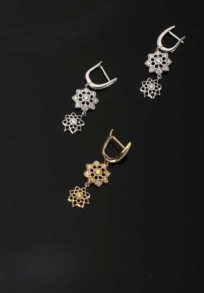 * ALEXANDRA ROSIER.
Pair of white gold ear...
