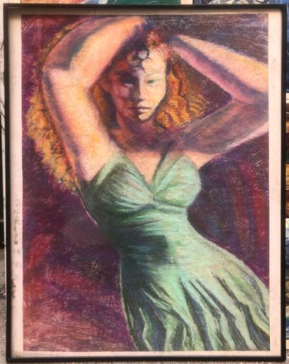 Chris BESSER (née en 1940).
Sans titre.
Pastel...