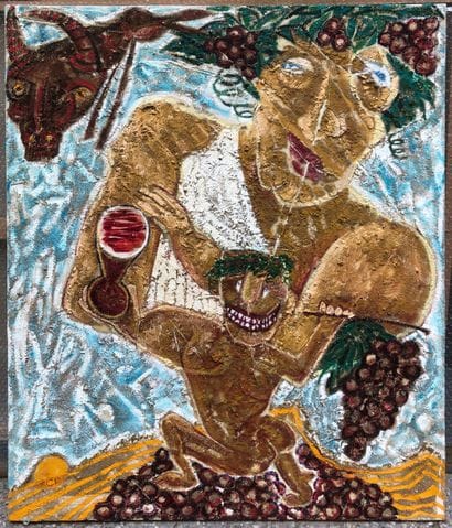 Chris BESSER (née en 1940).
Dionysos, 1997.
Huile...