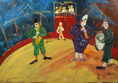 Roland DUBUC (1924-1998).
The circus. 
Oil...