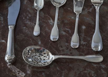 * PUIFORCAT Paris. 
Ménagère en argent (950°/1000e),...