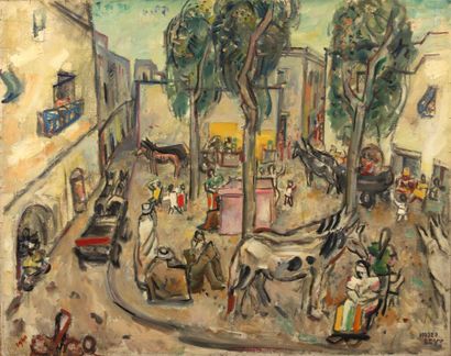 Moses LEVY (1885-1968).
Place animée en Tunisie,...