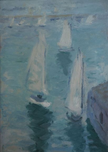 * André BARBIER (1883-1970).
Voiliers au...
