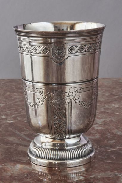 * Paire de timbales tulipes en argent (950/1000e),...