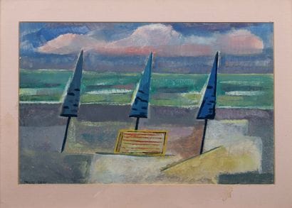 Moses LEVY (1885-1968).
Trois parasols sur...