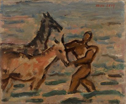 Moses LEVY (1885-1968).
Homme et chevaux...