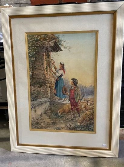 Carlo FERRANTI (1840-1908). 
Jeune couple...
