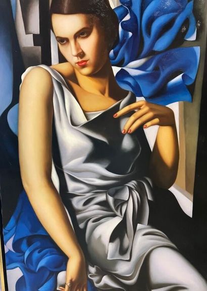 D'après Tamara LEMPICKA. 
Portrait de Mme...