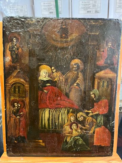 Russie, XIXe siècle.
Scène religieuse.
Huile...