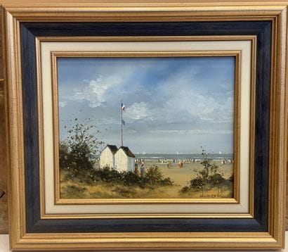 Olivier DENATO (1968)
Plage animée aux cabines.
Huile...