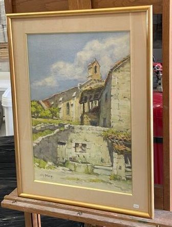 Louis WEGER (XXe siècle). 
Paysage à la fontaine...