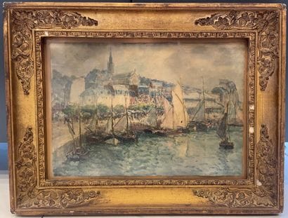 Fernand Fortuné TRUFFAUT (1866-1955)
Trouville.
Aquarelle.
Signée...