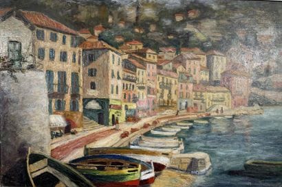 École du XXe siècle. 
Le port de Villefranche-sur-mer...