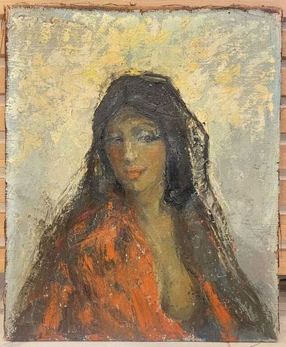 École du XXe siècle. 
Portrait de jeune femme....