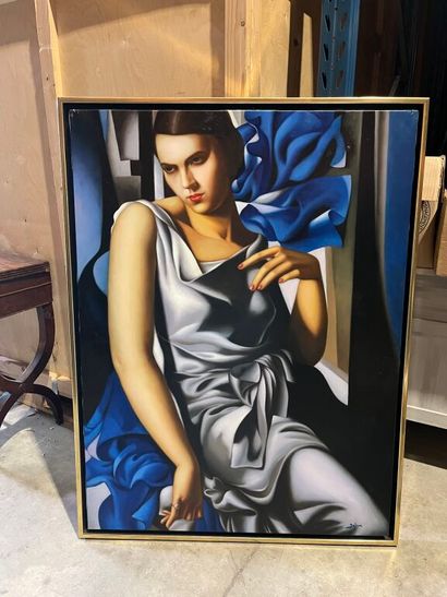 D'après Tamara LEMPICKA. 
Portrait de Mme...