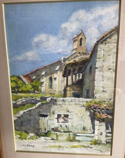 Louis WEGER (XXe siècle). 
Paysage à la fontaine...