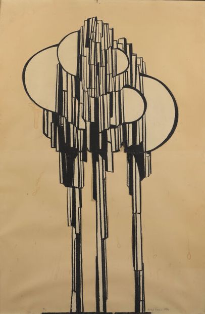 Nadya BAZAS (XXe siècle).
Abstraction. 
Technique...
