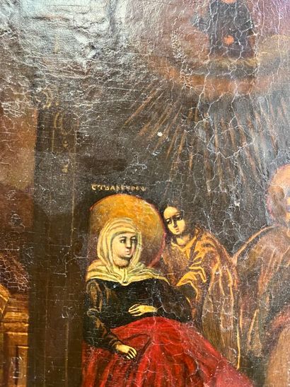 Russie, XIXe siècle.
Scène religieuse.
Huile...