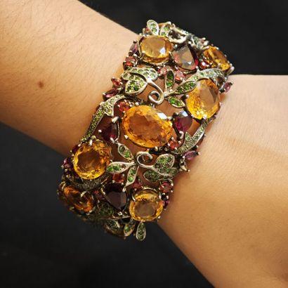 Bracelet rigide ouvrant en argent 925‰ à...