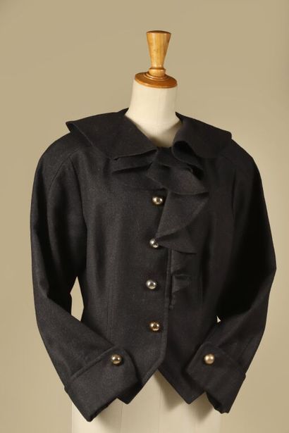 BALENCIAGA.
Veste en laine anthracite à col...