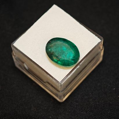 Émeraude de forme ovale, pesant 6,74 cts.
14,2...
