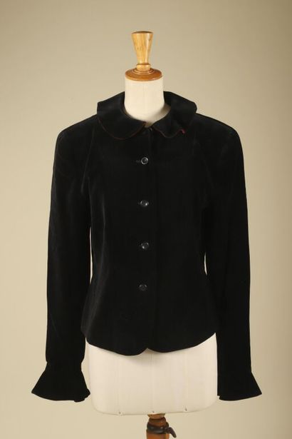 KENZO.
Veste en velours noir à col rond et...