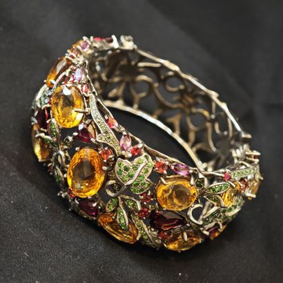Bracelet rigide ouvrant en argent 925‰ à...