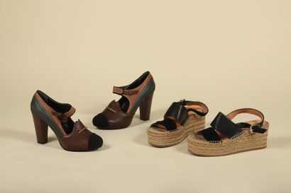 RAG & BON.
Paire de sandales, à semelle compensée...