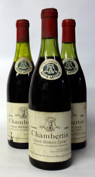 VINS ROUGES DE BOURGOGNE
3 Bouteilles CHAMBERTIN...