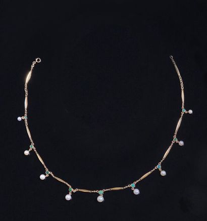 COLLIER articulé à maillons ovoïdes, retenant...
