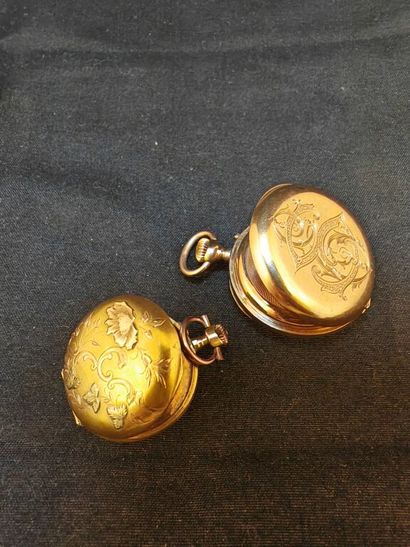 Lot de deux montres de col en or jaune 750‰...