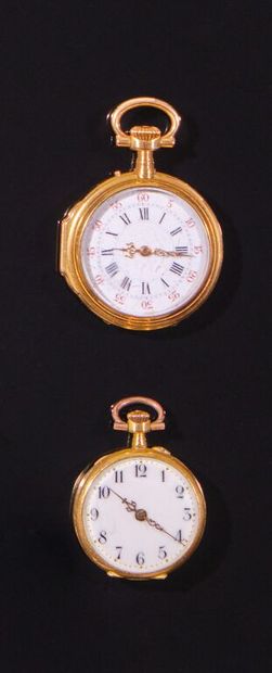 Lot de deux montres de col en or jaune 750‰...
