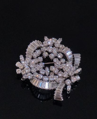 Grande BROCHE de corsage en platine 950‰...