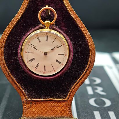 MONTRE de poche en or jaune 750‰, cadran...