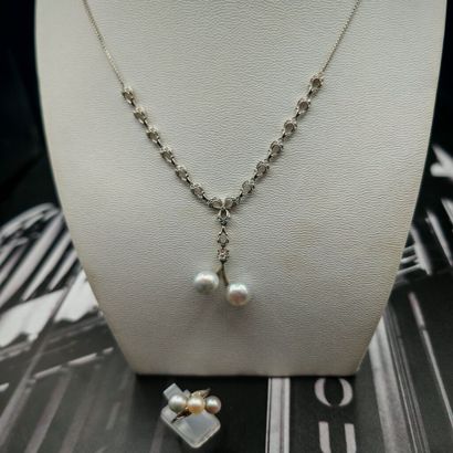 LOT en or gris 750‰, composée d'un collier...