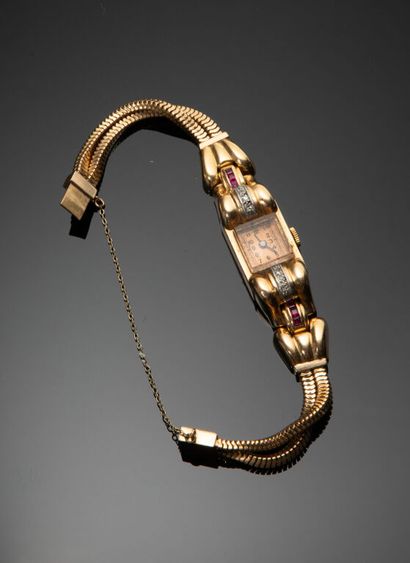 MONTRE-BRACELET de dame en or rose 750‰ à...